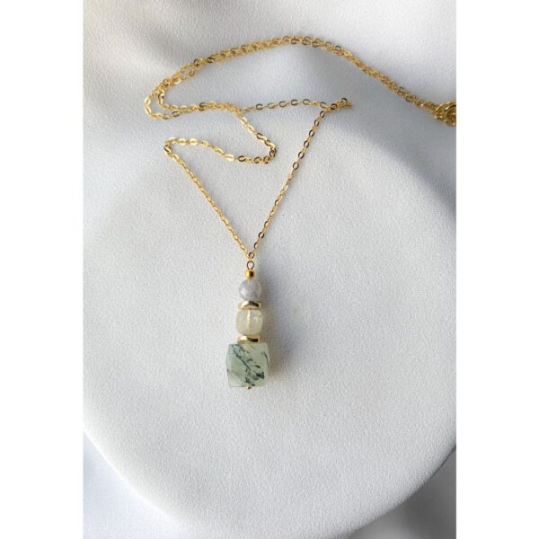 Naszyjnik z Prehnitem i Cytrynem Złocony